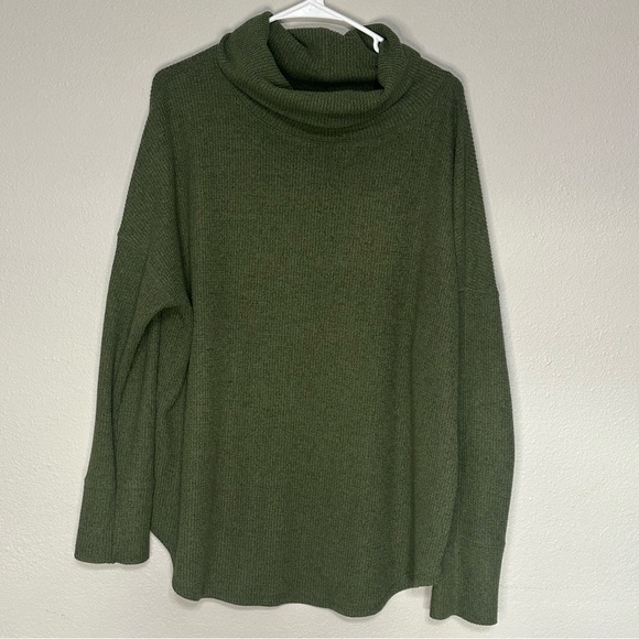 Time and Tru Cowl Neck Waffle Tunic - Green size XL - Picture 2 of 6